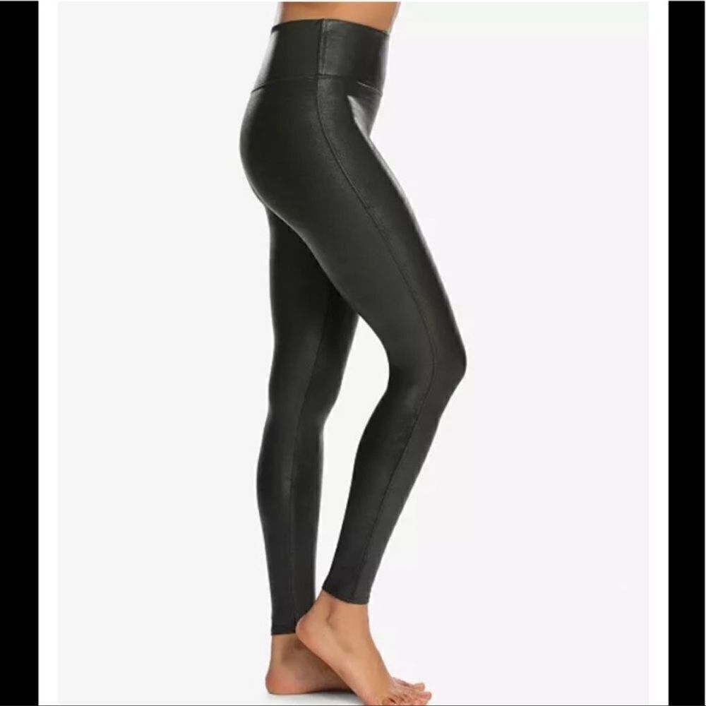 SPANX Black Faux Leather Leggings Black S